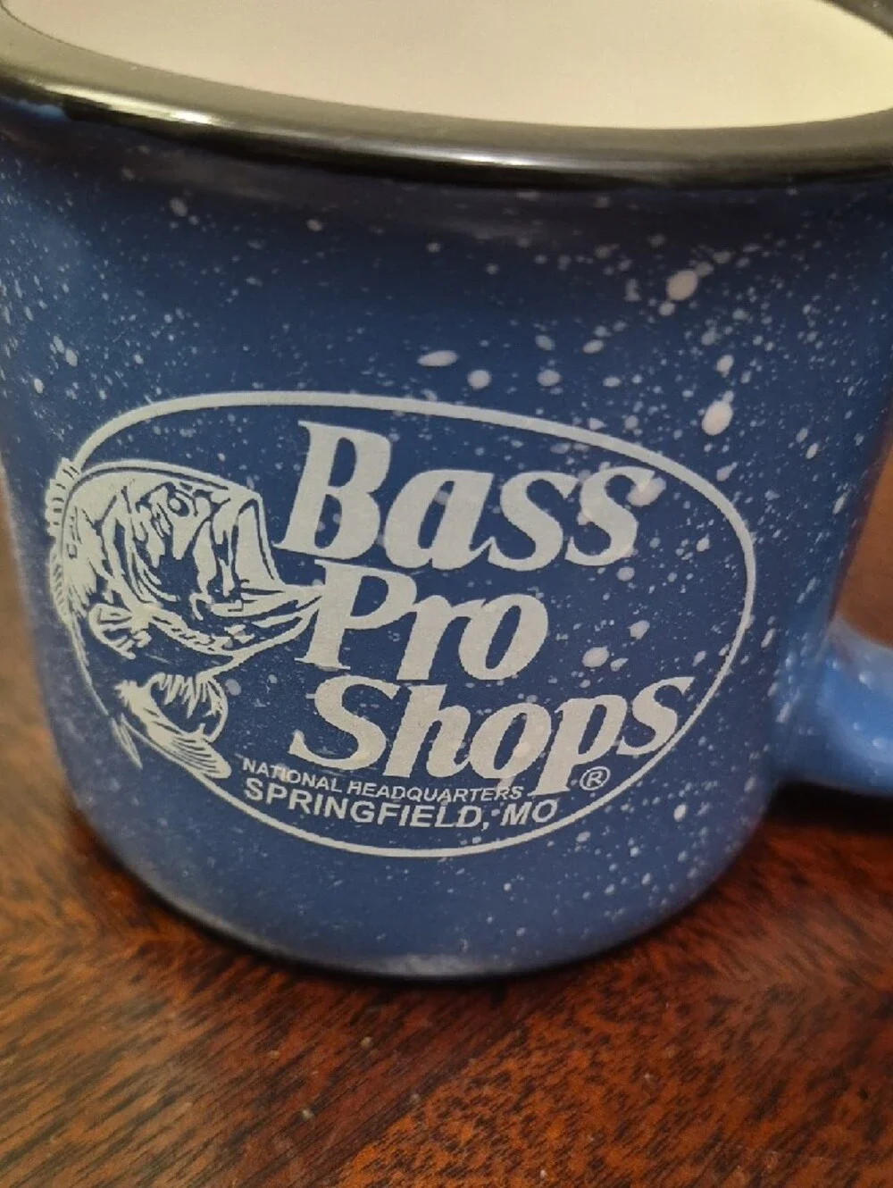 Bass Pro Shops Blue Speckled Ceramic Mug with‎ Black Rim
